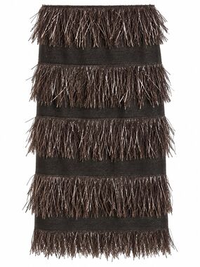 Lucian Matis Designer Fringe Tiered Brown and Black Women's Skirt